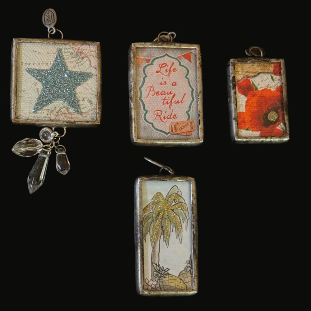 Retired Jewel Kade Travel & Adventure Double-Sided Glass Charms - Picture 2 of 2
